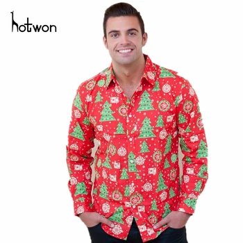 

Men Christmas Cartoon Shirt 2017 New Arrival Men's Fashion Long-sleeved Shirt Male Casual High Quality Shirt