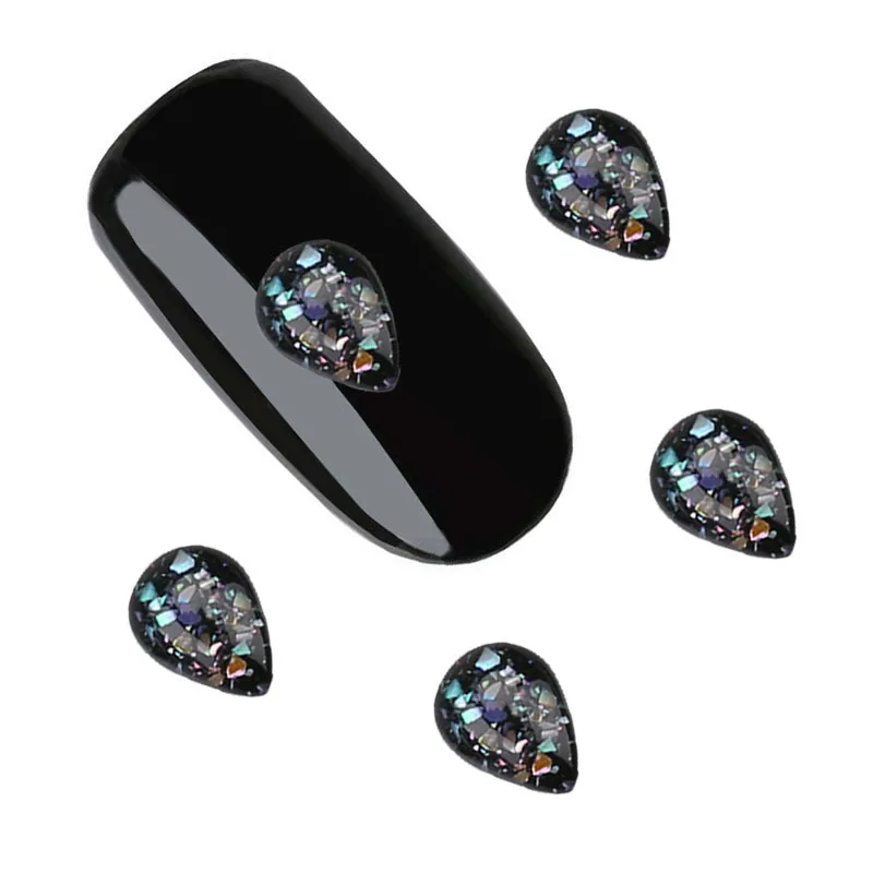Blueness 3D дизайн ногтей украшения каплевидные Блестящие кристаллы черный драгоценный камень стеклянный узор талисманы дизайн ногтей Аксессуары для маникюра