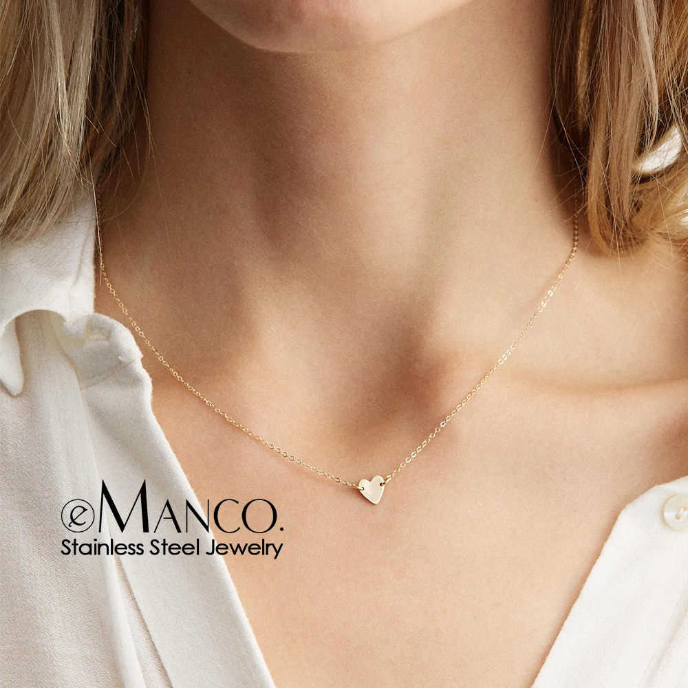 

eManco Dainty custom initial stainless steel choker necklace women Heart personalized necklace Love Necklace