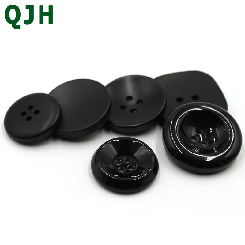 

10pcs DIY Sewing Craft Garment Accessories 6 Styles Black Round Resin Buttons 18mm-30mm 4holes&2holes Coat Decorative Button