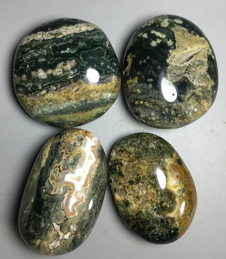 

640g 4pcs High quality RARE NATURAL OCEAN JASPER QUARTZ CRYSTAL egg HEALING crystals stone