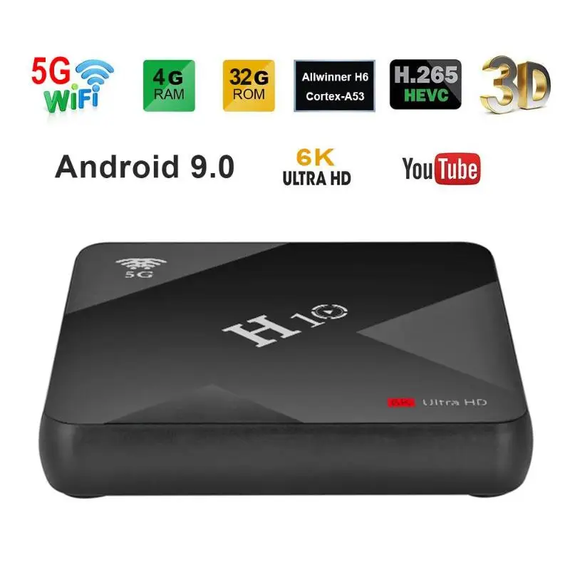 H10 4 Гб + 32 ГБ/4 64 Смарт ТВ приставка Allwinner H6 четырехъядерный процессор Mali T720 GPU Android 9 0
