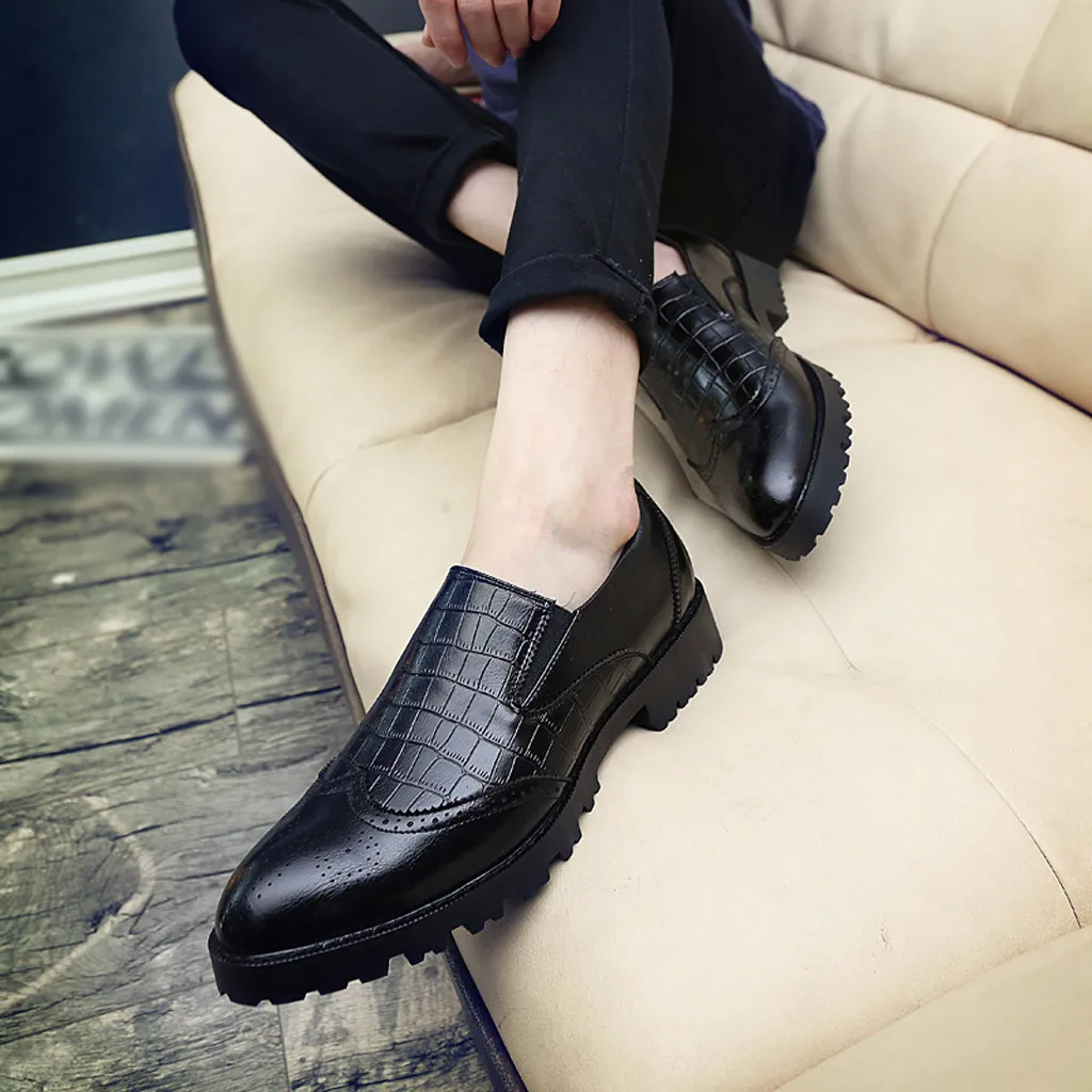 Модная мужская однотонная обувь в стиле ретро в английском стиле; деловая обувь с острым носком; chaussure homme; ayakkabi tenis couro masculino;#3