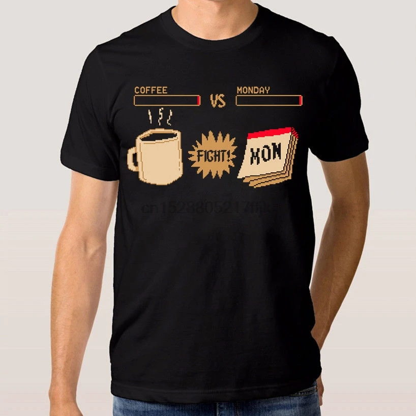 Coffee Vs Monday Funny 2019 New Fashion Summer Design Cotton Male Tee Shirt Designing Tshirt Online | Мужская одежда