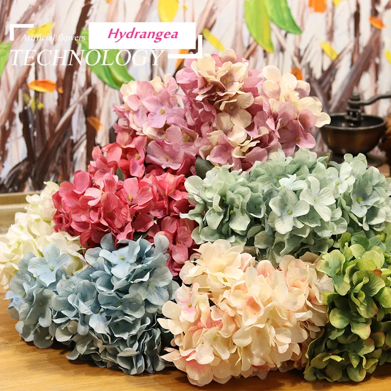 

High-grade Hydrangea Artificial Silk Flowers Bridal hand Bouquet Fake flowers For Wedding Home Decoration flores artificiales