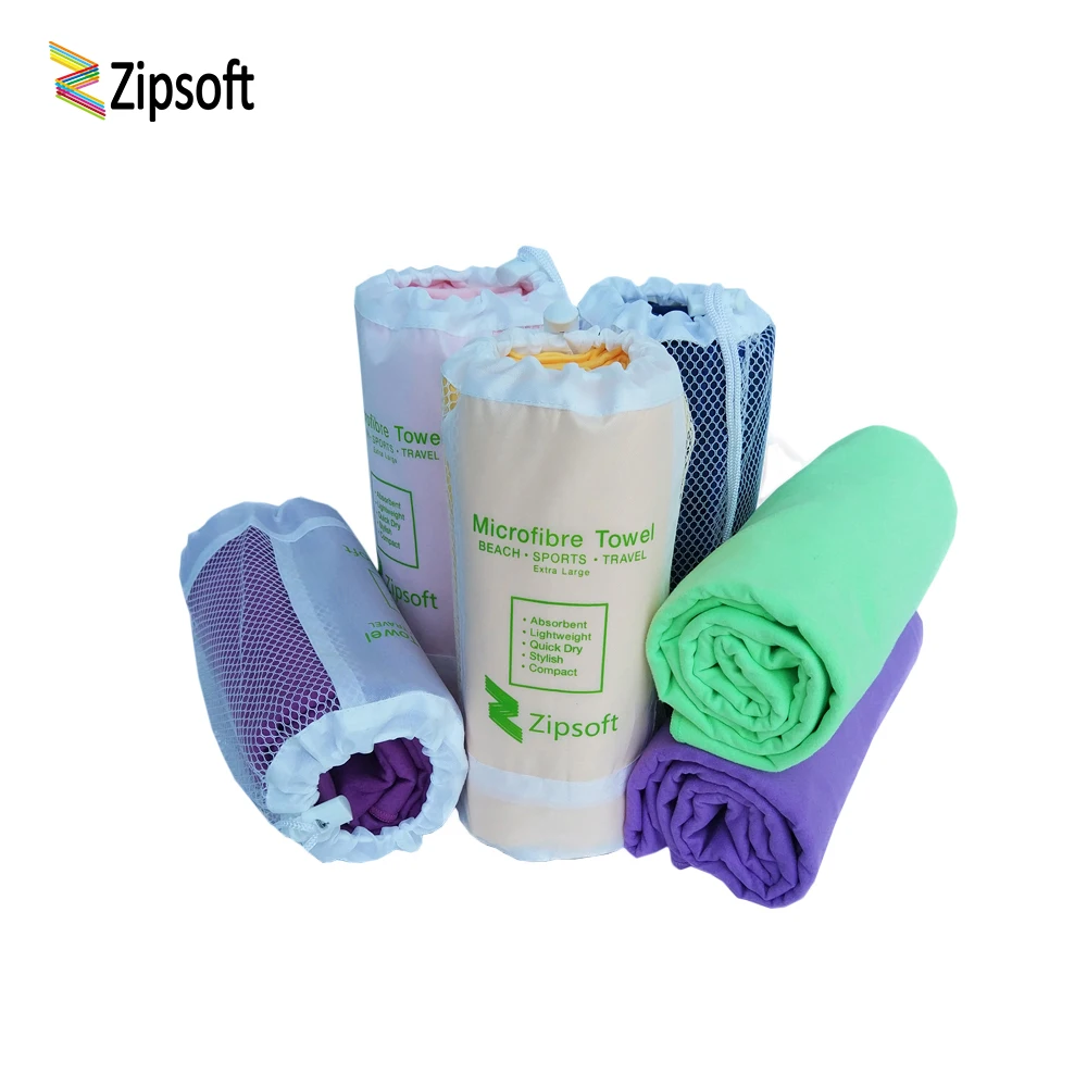 Zipsoft خفيفة المدمجة سريعة تجفيف منشفة ستوكات مضاد للجراثيم شاطئ التخييم المشي اليد الوجه منشفة في الهواء الطلق أطقم سفر