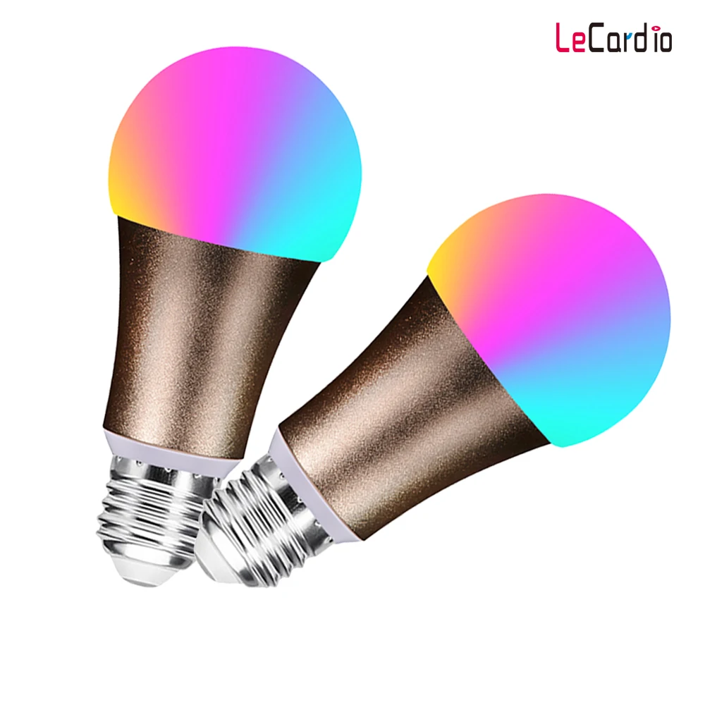 2PC Smart Home LED Wifi Light Bulb Multicolor Dimmable Voice Light E27 E26 B22 Bedroom Lamp Compatible Alexa Google Assistant