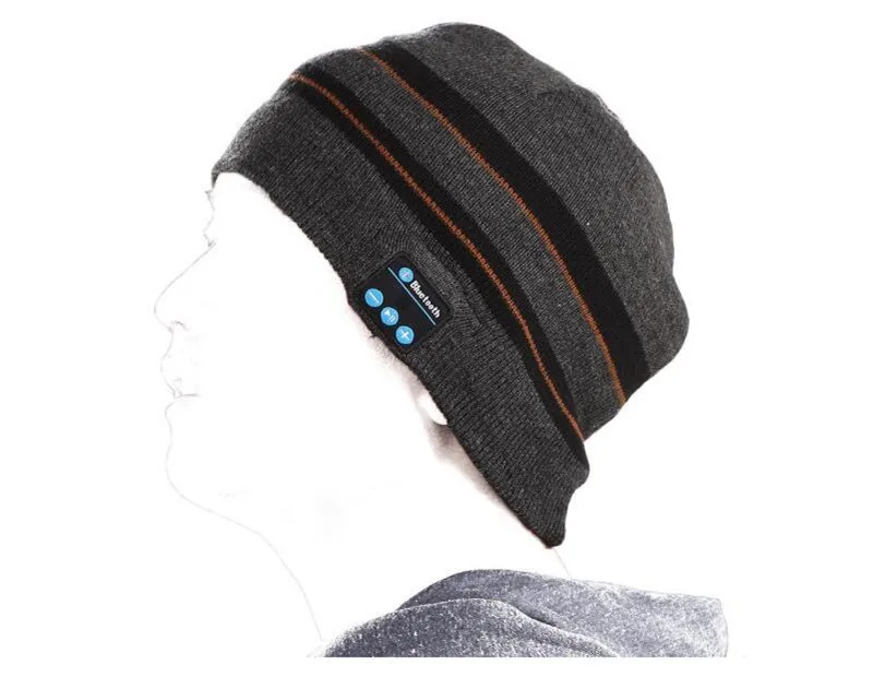 10 шт.! Bluetooth V4.2 Beanie вязаная зимняя шапка для наушников Hands-free Mp3 Спикер микрофон волшебная музыка умная шапка для мальчиков и девочек, мужчин и женщин - Цвет: Grey Black Striped