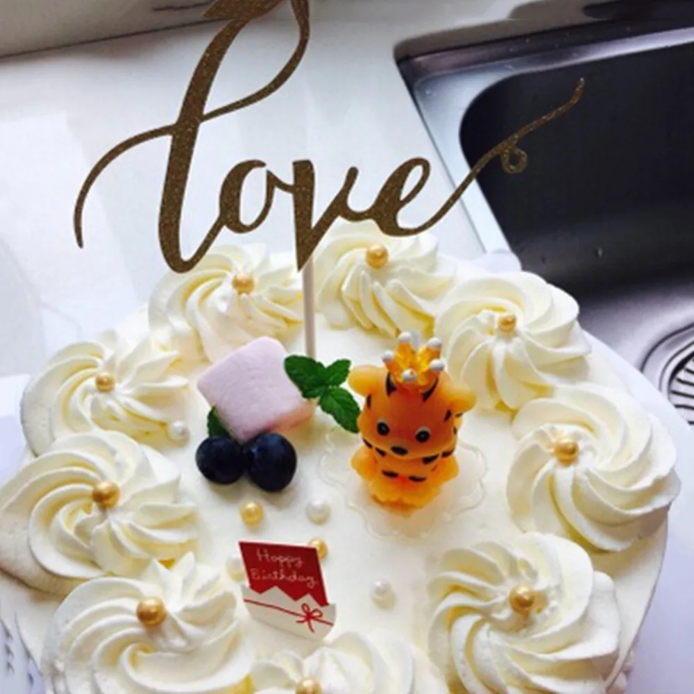 

HENGHOME 1Pcs wedding cake deco LOVE Wedding Cake Topper Acrylic Personalized Design Wedding Party Decoration Cake Accessory
