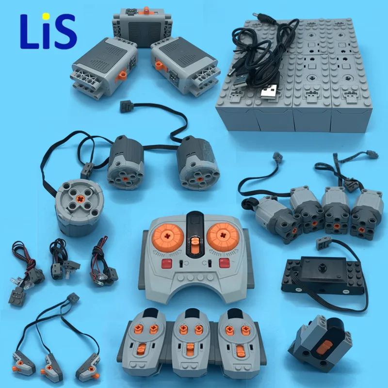 

Compatible with legoes Technic Mechanical Series Power Functions Servo Motor Rechargeable Battery Box IR Remote Receiver LED Light MOC Brick