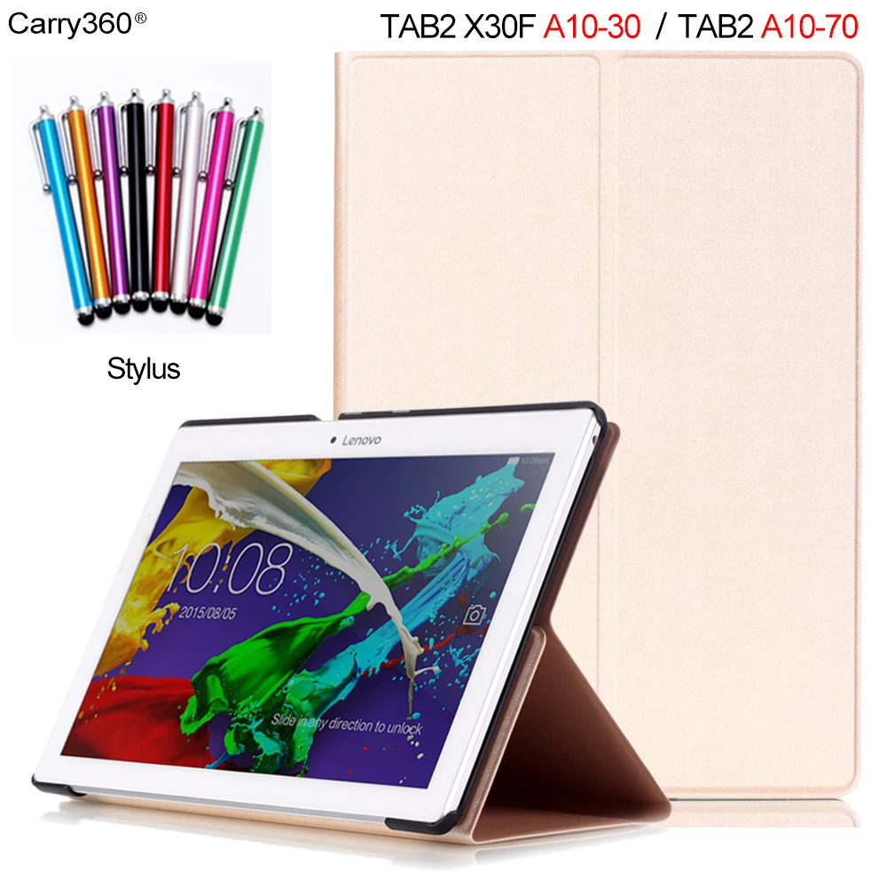 

Carry360 Gold PU Leather Case for Lenovo Tab 2 A10-70 A10-70F A10-70L Tab2 A10-30 X30F 10.1 inch Tablet PC Cover Sleep Wake up