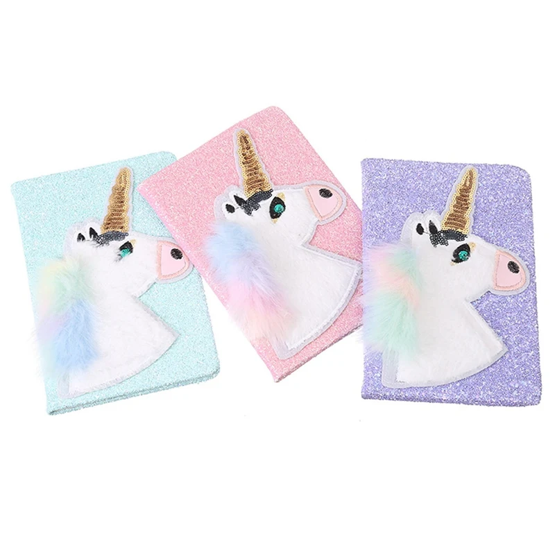 

Student Cartoon Notebook With Line Creative Sequin Hardcover Notepad Cute Unicorn Diary Book For School Writing Supplies