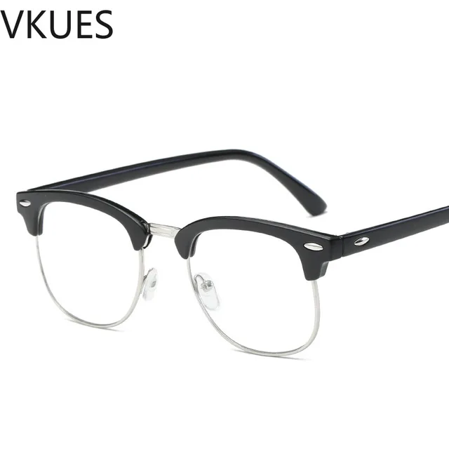 Best Price Hot Blue Light Blocking Glasses Semi-rimless Frame Rivet Retro Glasses Anti Blue Ray Flat Mirror Fashion UV400 Computer Goggles