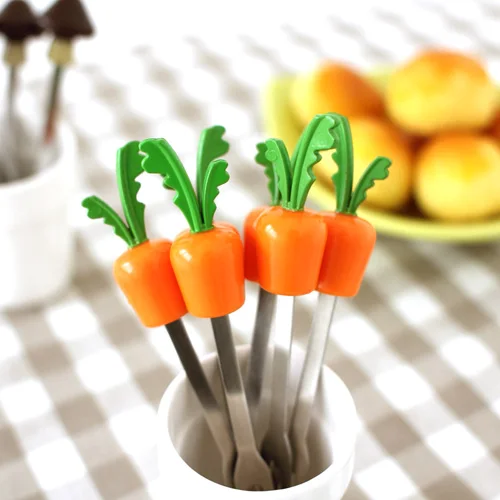 

Radish style Colorful silicone handle with lovely fruit fork set free shipping
