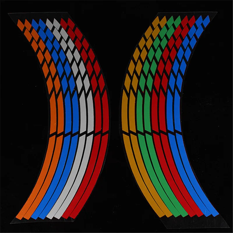 

OUTERDO PET Waterproof MTB Bike 16 Strips Rim Stripe Stickers Cycling Reflective Sticker 16-18in Bicycle Motorcycle/Car Rim Tape