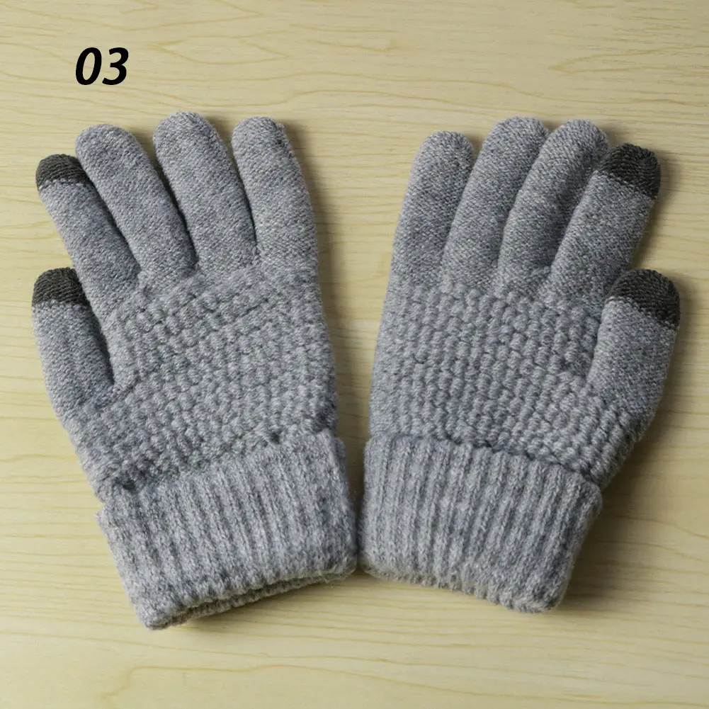 A03 Solid Gray Glove Sparsil зимние Новые Волшебные вязаные перчатки с сенсорным экраном, утолщенные перчатки на все пальцы, теплые перчатки, Стрейчевые вязаные варежки для мужчин и женщин - Цвет: A03 Solid Gray Glove
