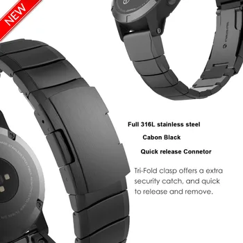 

20mm 22mm 26mm Stainless Steel band For Samsung Gear s3 galaxy 46mm 42mm for Garmin forerunner Fenix 5 5X 5S Metal WatchBand