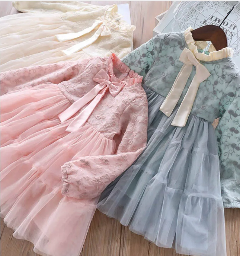

Girl Valentines Dress 2019 New Kids Dresses Lace Bow Girls Princess Dress Fashion Little Girls Dresses Sweet Kids Clothing