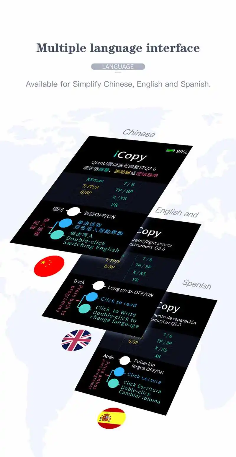 QianLi iCopy инструмент для ремонта светочувствительный для iPhone EEPROM передача данных Программирование ЖК-дисплей сенсорный вибрирующий двигатель