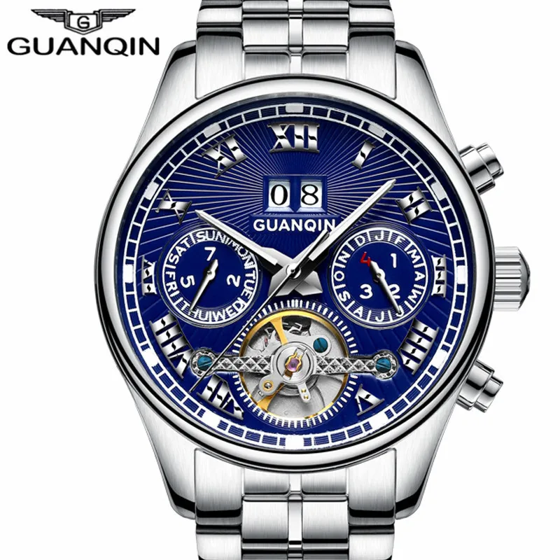 2017 New Fashion Famous Brand GUANQIN Luxury Watch Men Business Tourbillon Mechanical Watches Luminous Waterproof Wristwatch