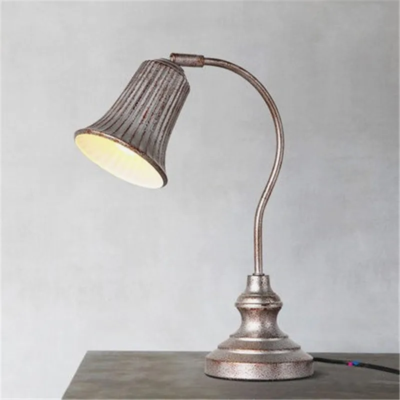 

Retro Distressed Wrought Iron Led Bedside Table Lamp Retro Industrial Study Bedroom Living Room Decro Table Lights