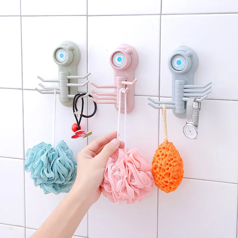 

Creative six-claw hook Powerful suction cup no-trace multi-purpose small object six-link hook keys holder wall home home storage