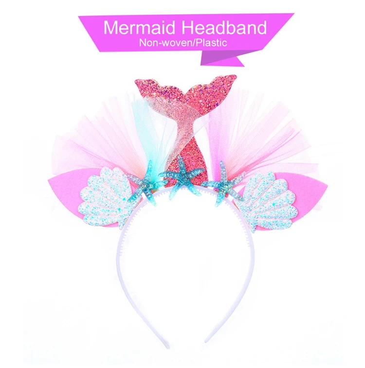 FENGRISE/вечерние принадлежности в стиле Русалочки для дня рождения; декор для детей в стиле Русалочки; вечерние украшения в стиле Русалочки для девочек - Цвет: Mermaid Headband D