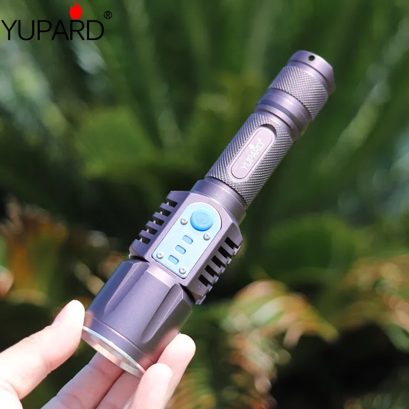 YUPARD светодиодный фонарь T6 с зарядкой от USB и аккумулятором 18650 светильник для