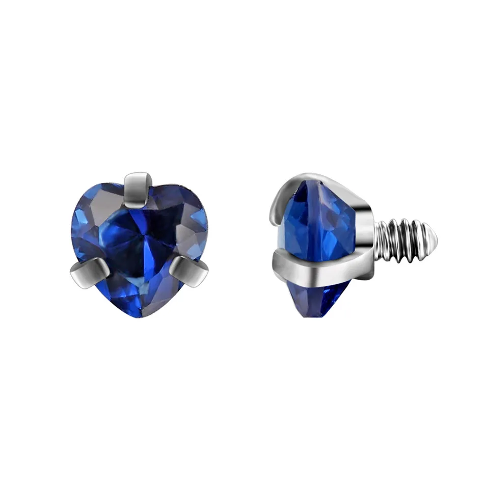 G23titan 10 цветов 3 мм циркониевые шары 16 г внутренней резьбой в виде стальной штанги для ушей украшение для козелка хрящевой пирсинг ювелирные изделия для тела - Окраска металла: Blue