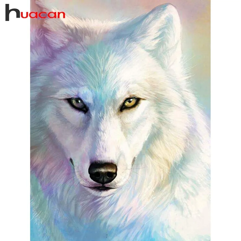 

Huacan Diamond Embroidery Animal Paintings With Rhinestones Diamond Painting Full Square Wolf Diamond Mosaic Home Decoration