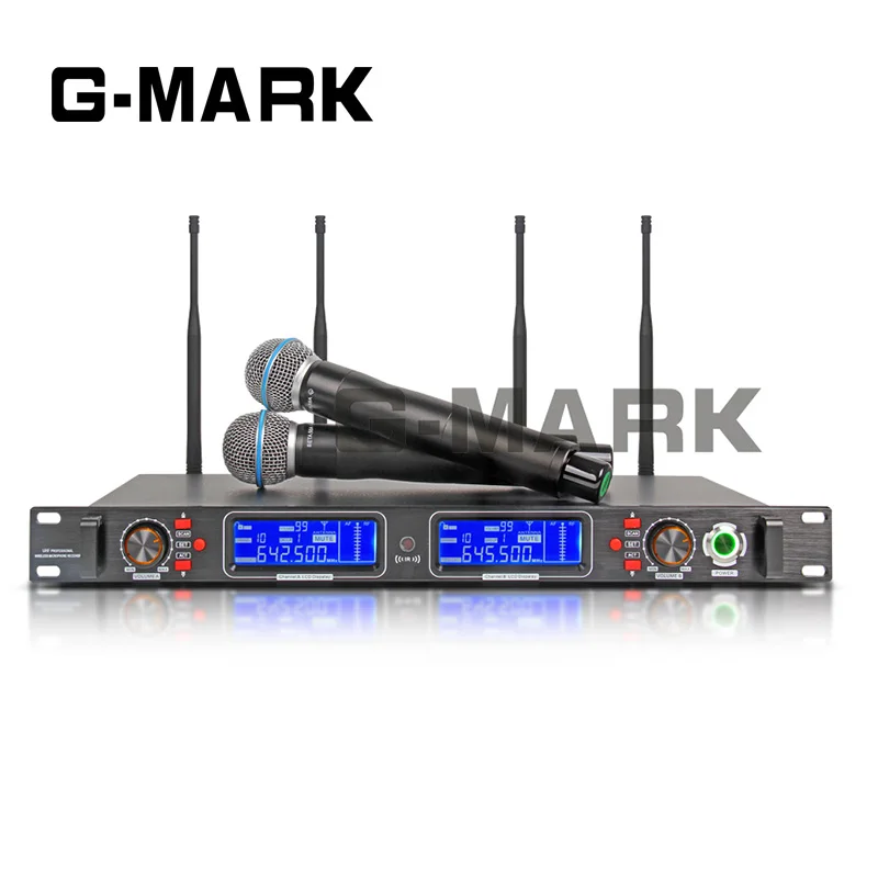 G-MARK Professional UHF Wireless Diversity Receiver System Microphone 2 Channels 2 Handheld Video Karaoke Top quality