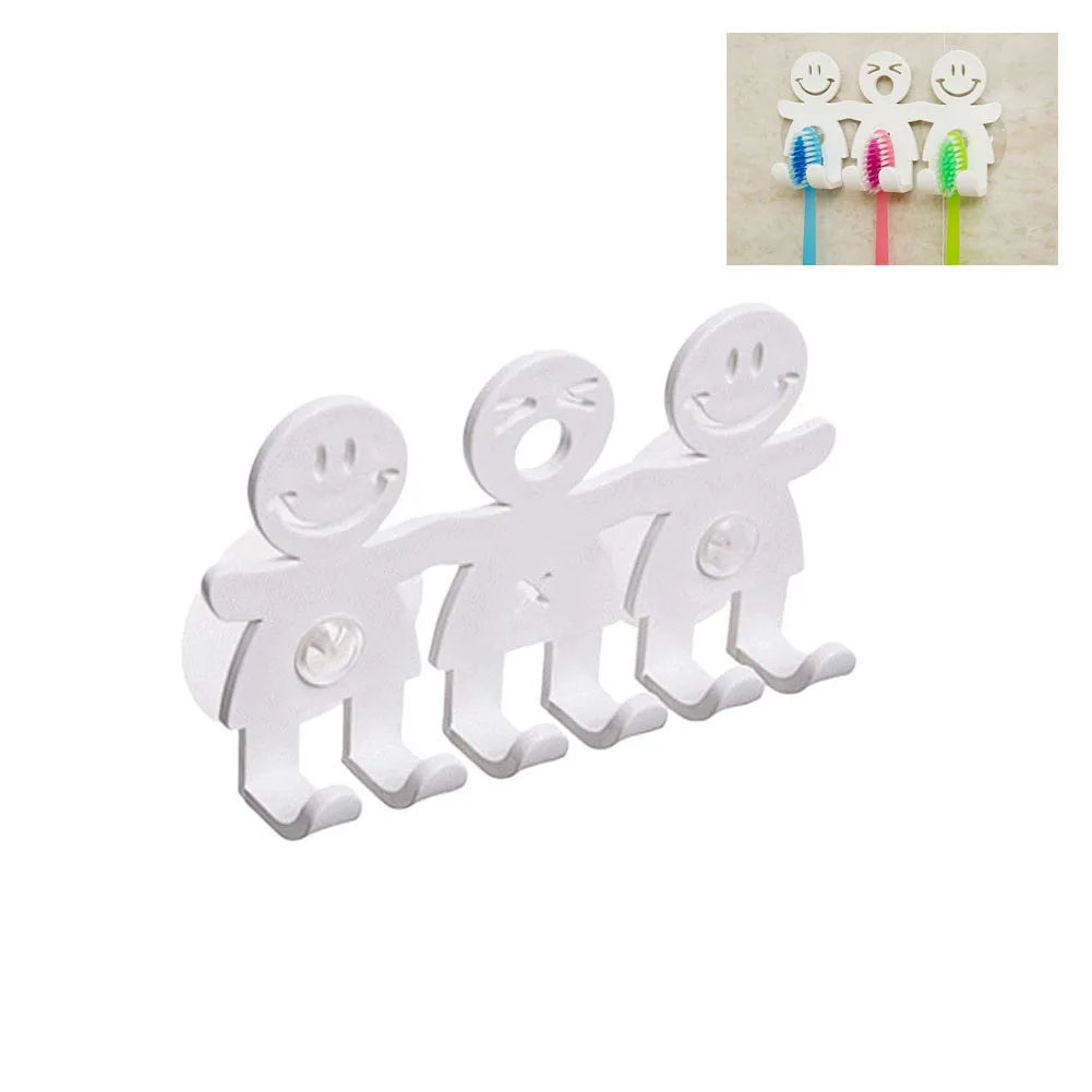

Cartoon Toothbrush Holder 3 Position Cute Smiley Face Sucker Tooth Brush Holders Wall Mounted Suction Storage Rack For Bathroom