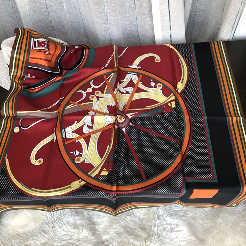 

Carriage Print 100% Silk Scarf Shawl Hijab French Design Women Fashion Silk Scarves Wraps