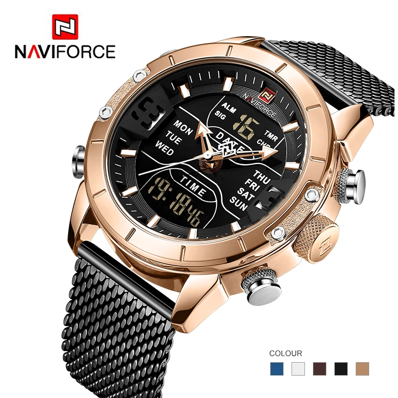 Мужские часы лучший бренд класса люкс NAVIFORCE 9153 секундомер светодиодный