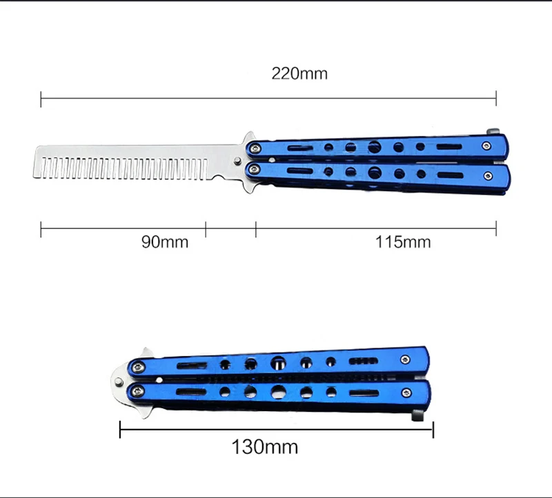 расческа бабочка Pro салон Нержавеющая сталь складной нож бабочки Balisong Стиль Ножи гребень инструмент черный, серебристый цвет Прохладный