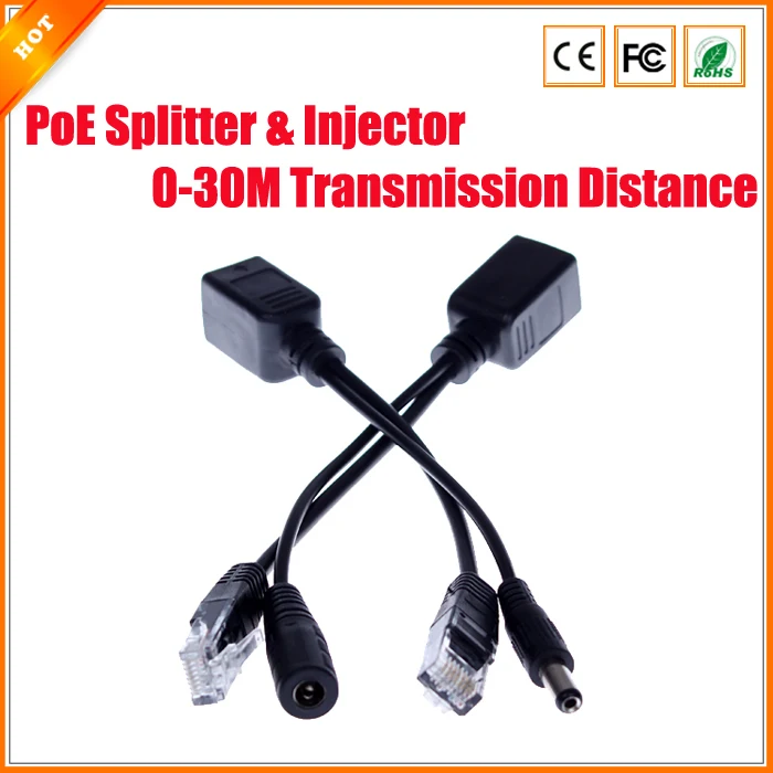 

2Pairs/Lot PoE Passive Cable Splitter Power Over Ethernet For PoE IP Camera PoE Splitter & Injector Cable Kit PoE Adapter