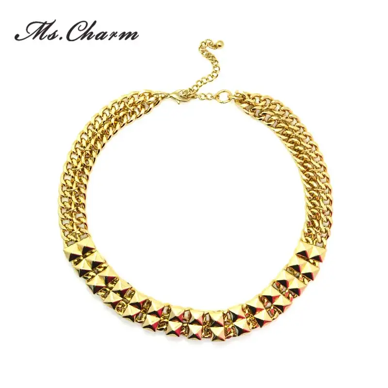 Statement Necklaces Gold color Choker Necklace Newest Big Chunky