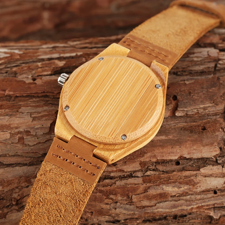 Fresh GreenBeige Nylon Dial Women's Novel Bamboo Analog Watch Minimalism Wood Female Genuine Leather Clock Reloj de madera 2017 2018 Christmas Gifts for Women Girls (12)
