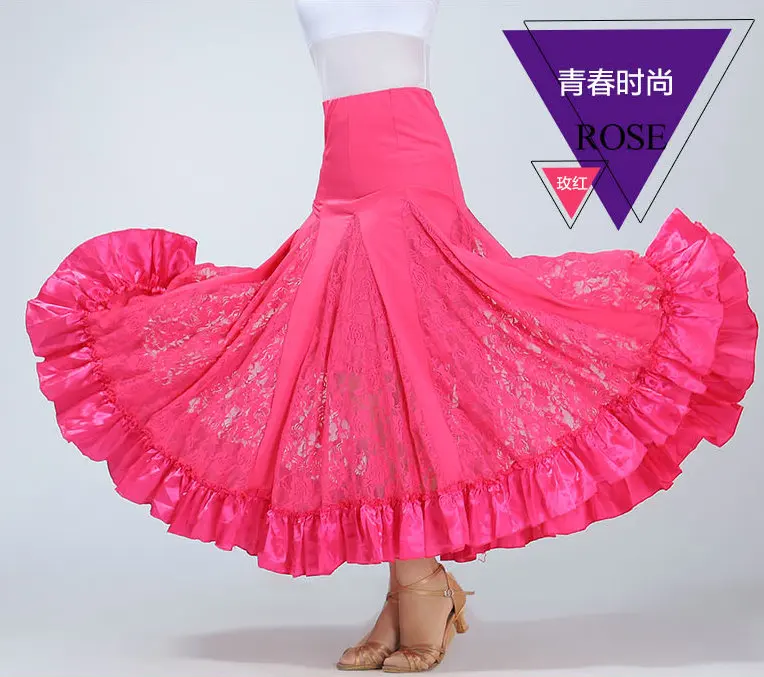 Ballroom Dance Skirt Modern Standard Waltz Lace Circular Competition Dance Dress Belly Boho Gypsy