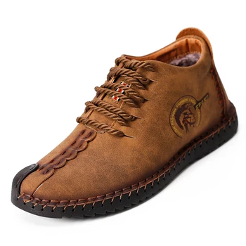 

Keep Warm Winter Men Boots High Quality Split Leather Casual Men Shoes with Plush Fahsion Boots Plus Size 38~48 Chaussure Homme