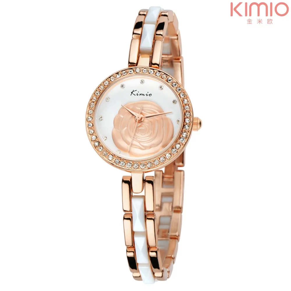 

2017 KIMIO fashion luxury rose diamond ladies watch diamond ring stainless steel ladies dress essential watches