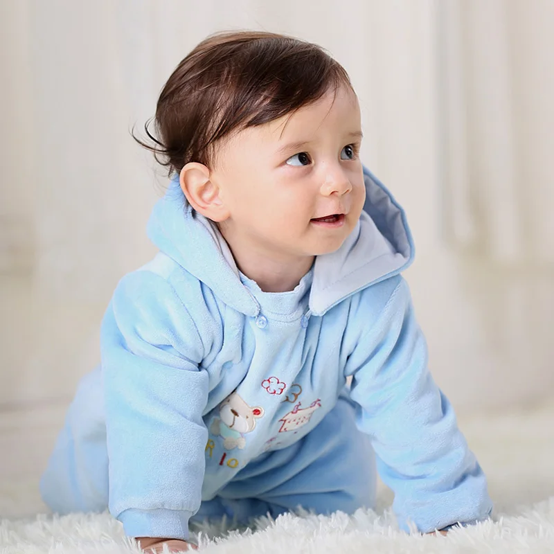 

Baby bodysuit Pajamas Baby jumpsuit climb Long Sleeves winter thick warm Newborn Baby Girl Clothes Boy Clothes baby hat hooded