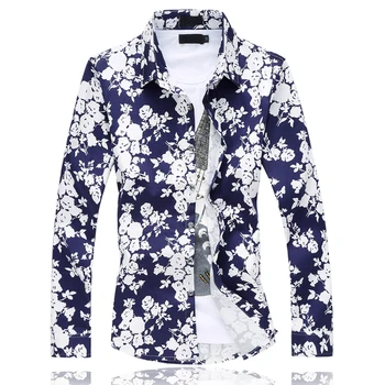 

Plus size 5XL 6XL shirt men Fashion Floral Long Sleeve Shirt Fall Male Casual fat Shirt Cotton Printed Hawaiian Shirts Hot Sale