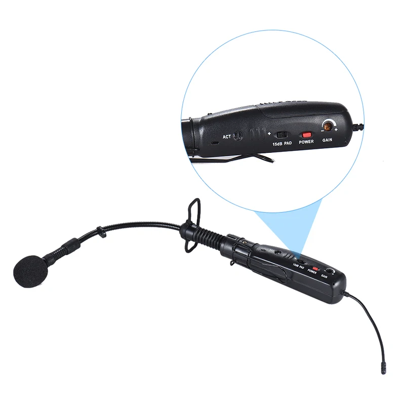 Portable UHF Instrument Wireless Microphone System