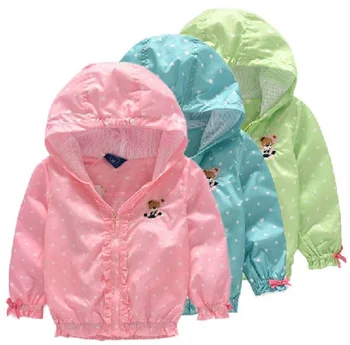 

Children Jacket Coat For Girls Double-deck Waterproof Windbreaker Polka Dot Baby Girls Outerwear Coats 2-8 Years Kids Clothes