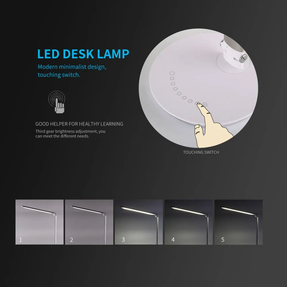  Folding Design Dimmable LED Desk Table Lamp Touch Switch 7 Level Brightness Dimming Light Highly Se