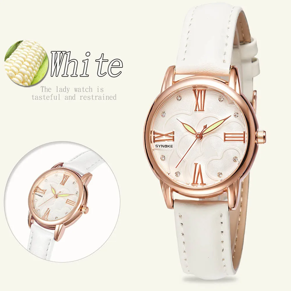 

Elegant White Leather Band Bracelet Watches for Women Waterproof Rose Gold Dial Ladies Quartz Watch reloj de mujer modernos 2018