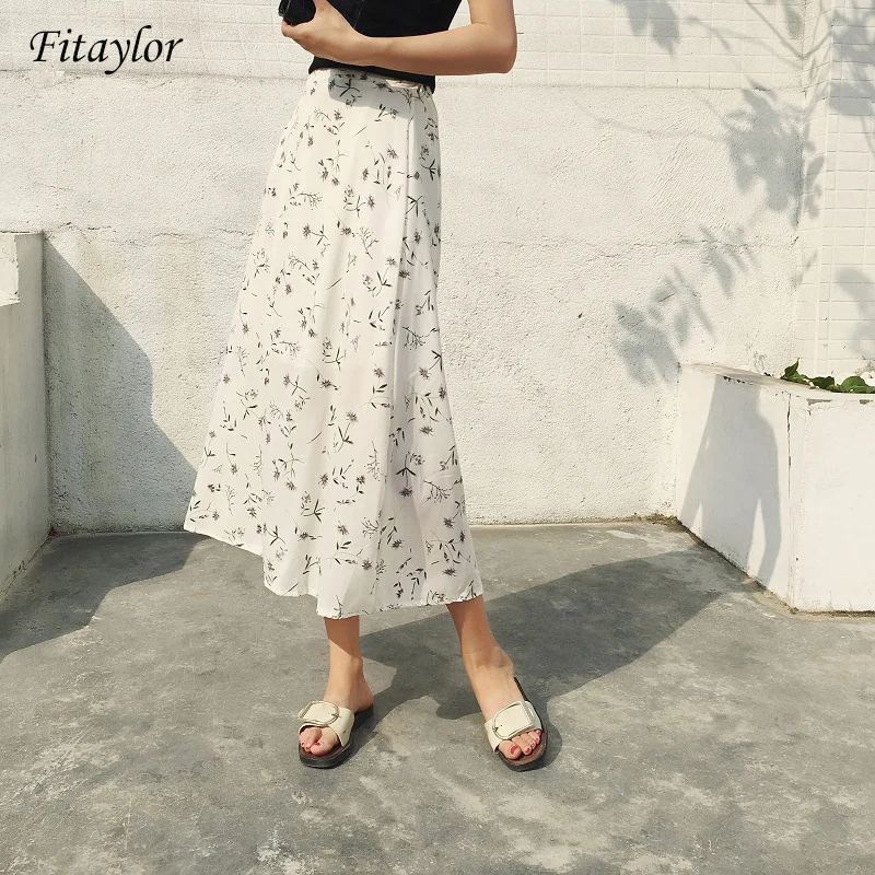 

Fitaylor 2019 Summer Printing Skirt Women Casual High Waist Broken Flower Printing Skirt Women