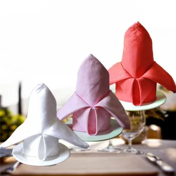 

45x45cm Cotton Cloth Napkins Wine Glass Cleaning Cloth Scouring Pad White Restaurant Wiping Cloth Folded Hotel Wedding Decor