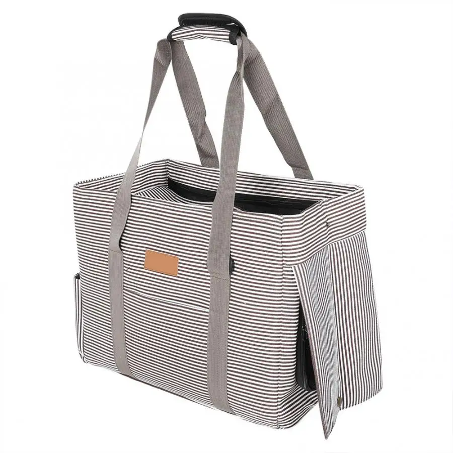 

Pet BackpackBreathable Bags Gray Stripe Outdoor Foldable Portable Breathable Pet Carrier Carry Tote Bag For Dogs